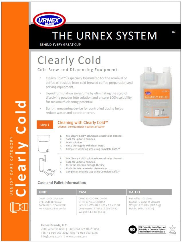 Urnex Clearly Cold Reinigungs-Mittel – 1000 ml für Cold-Brew