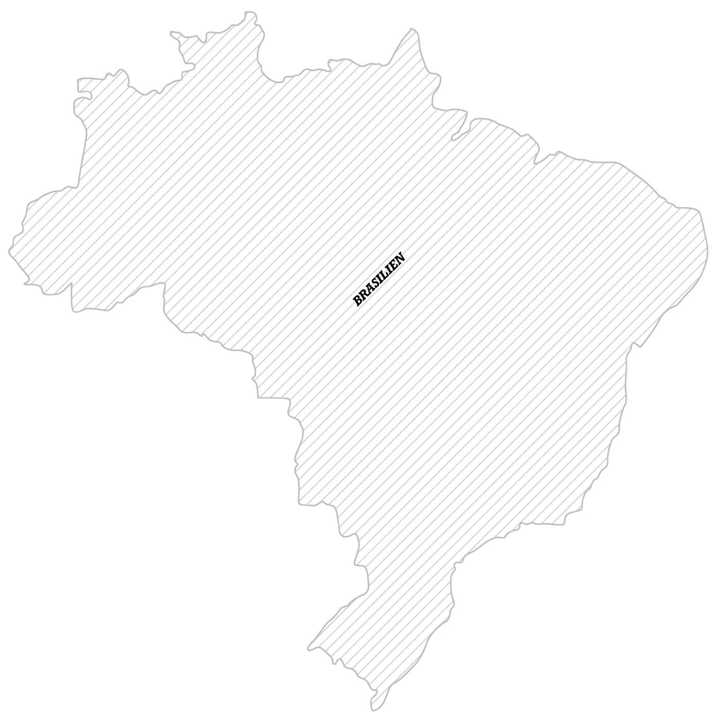 Graue Umrisskarte von Brasilien mit Markierung der Kaffee-Anbauregion Andrade No. 1901