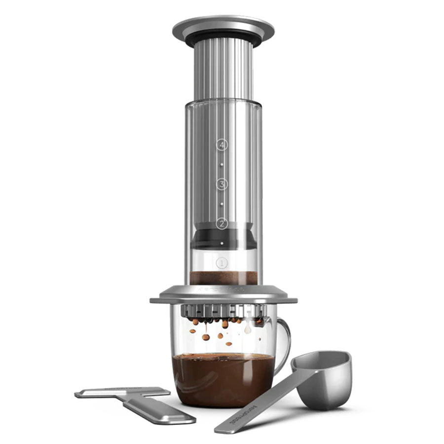 AeroPress Premium Coffee Press - Edelstahloptik - Kaffeezubehör