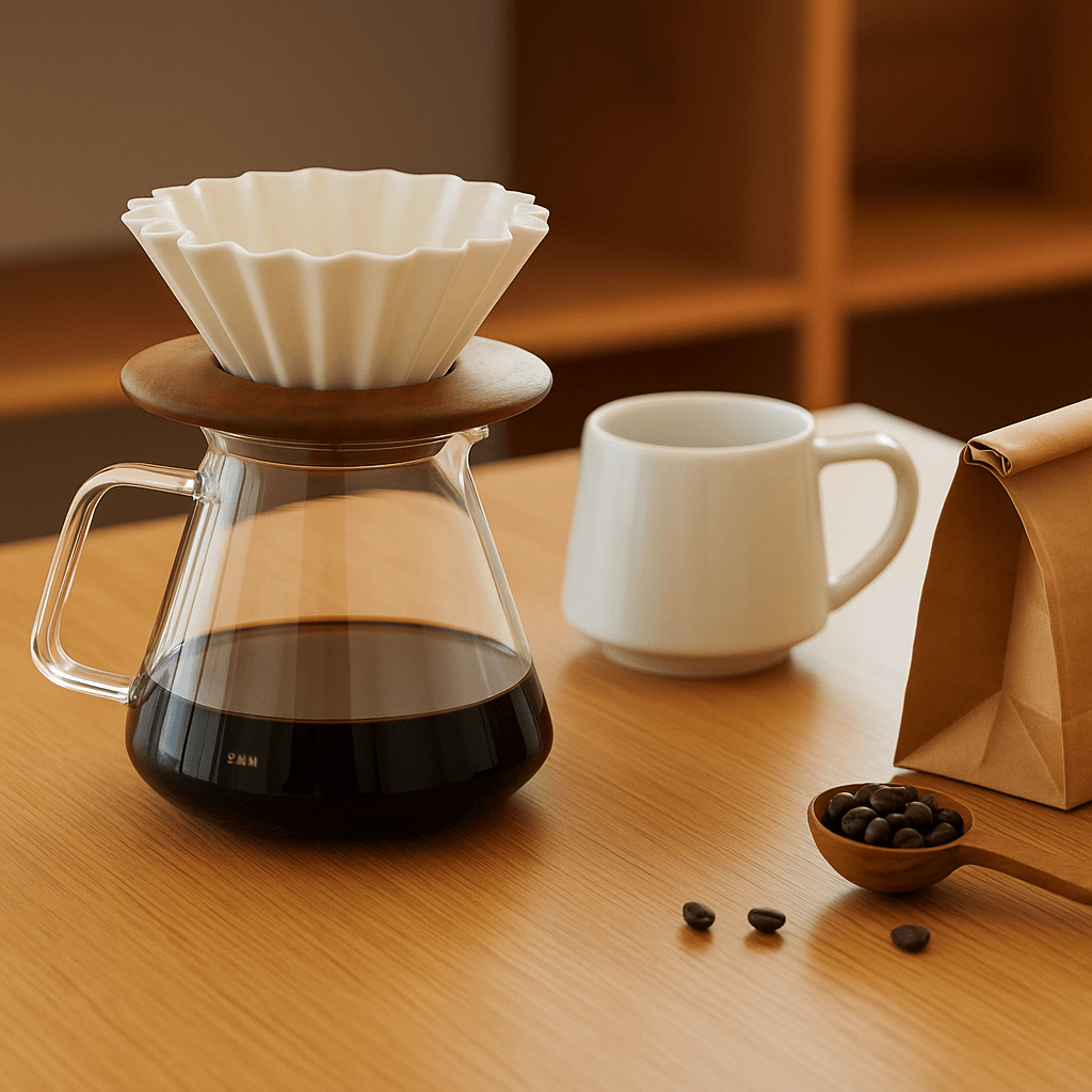 Origami Glas-Server in Kollaboration mit Hario