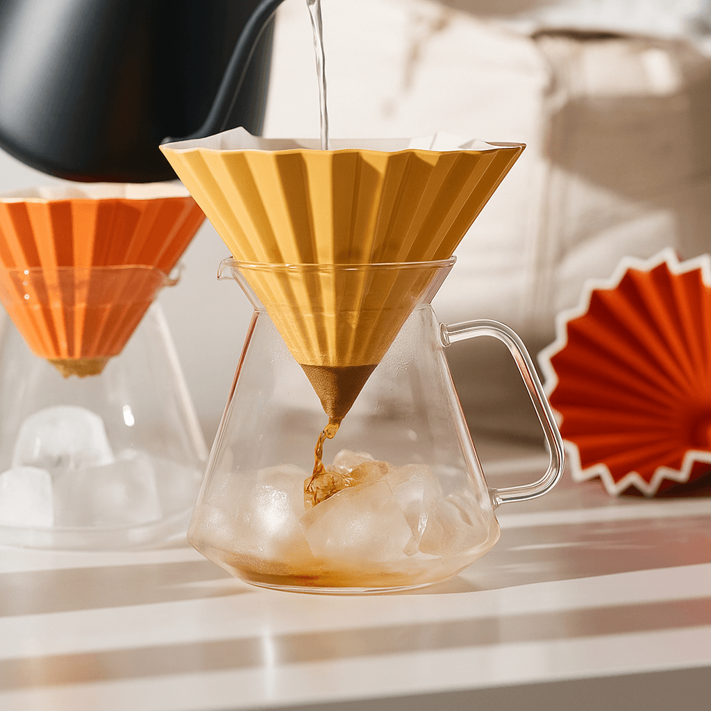 Origami Glas-Server in Kollaboration mit Hario
