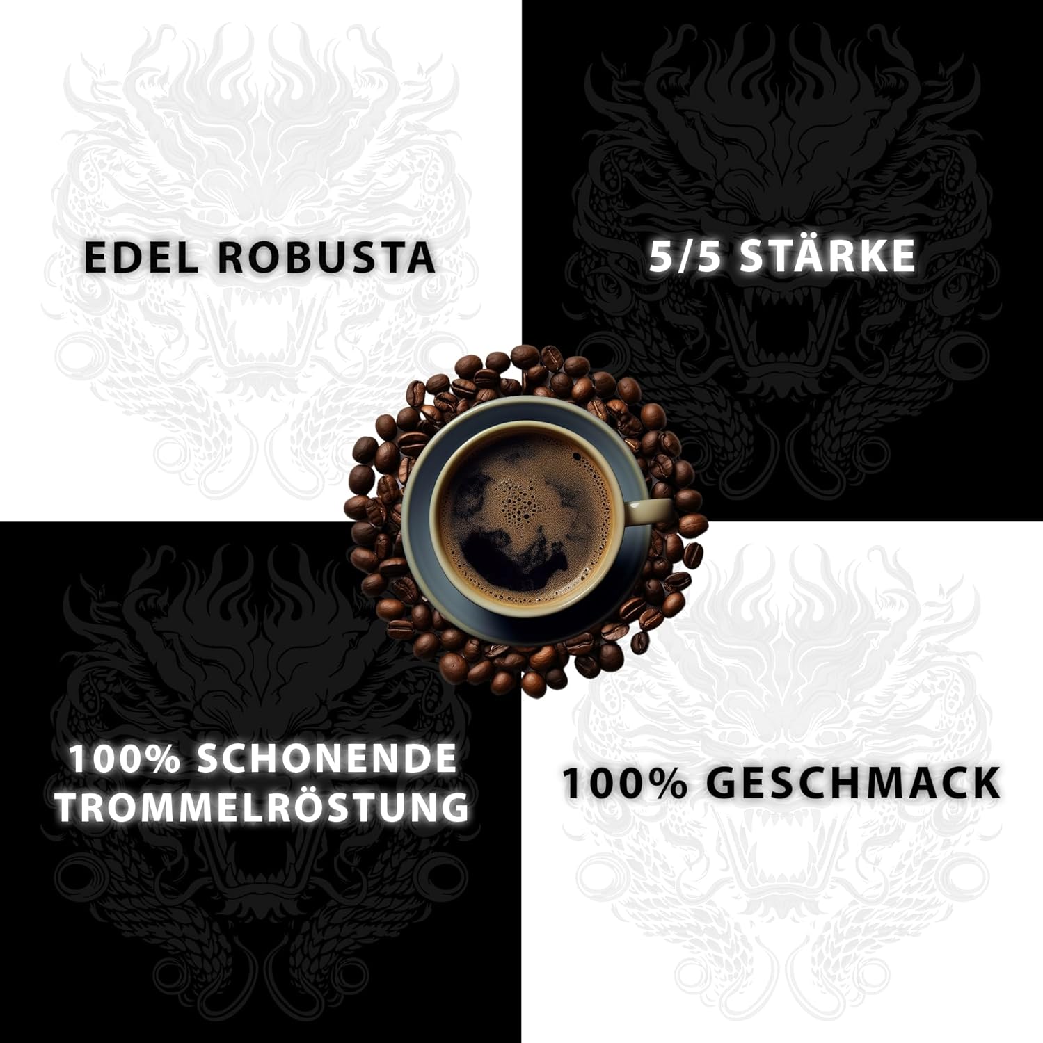 Schwarzer Drache - Premium Espresso - 1 KG Espressobohnen