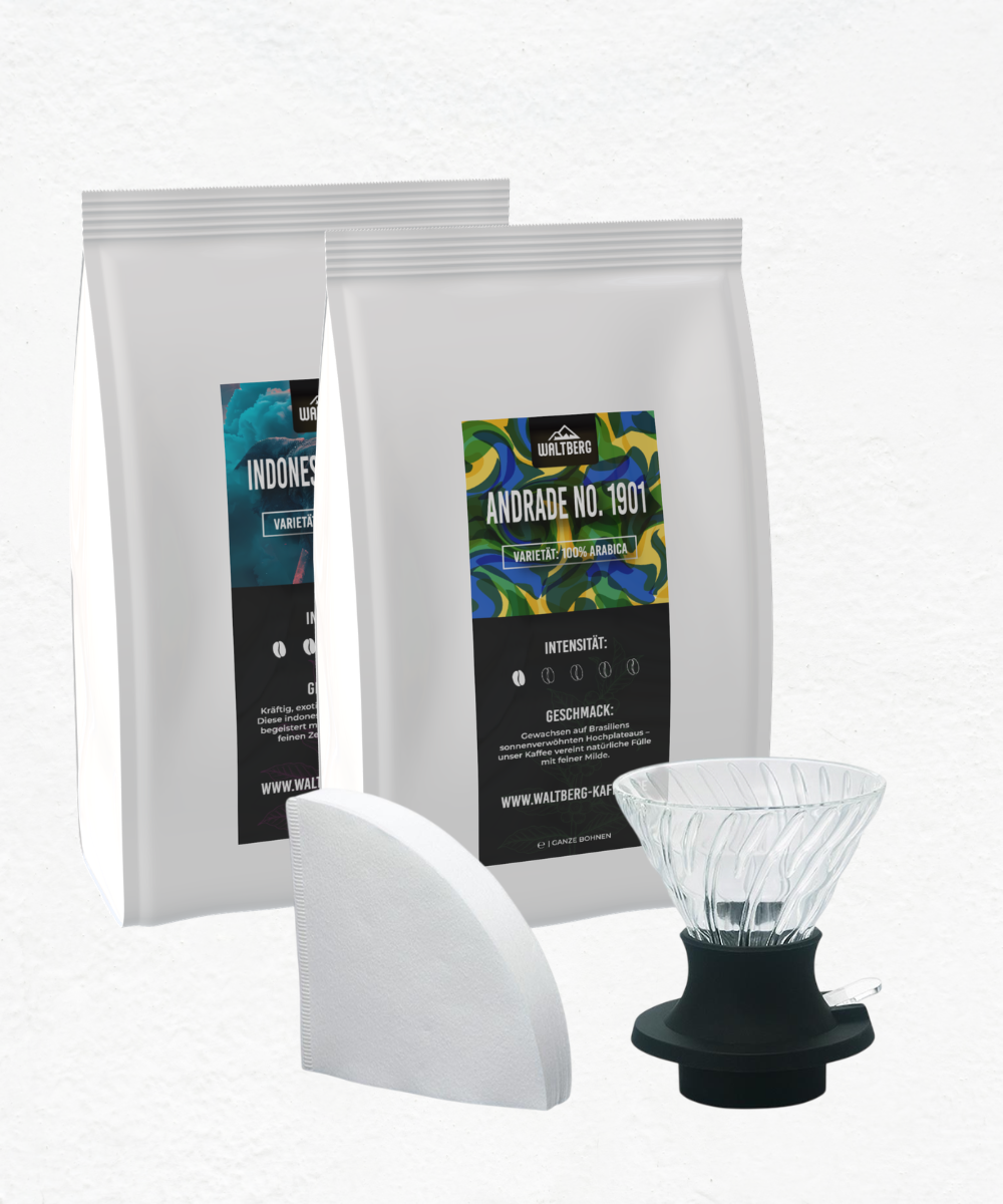 WALTBERGs COFFEE SET 2.0 - 4 Sorten + Hario Immersion Dripper SWITCH+ 40 V60-Filterpapiere
