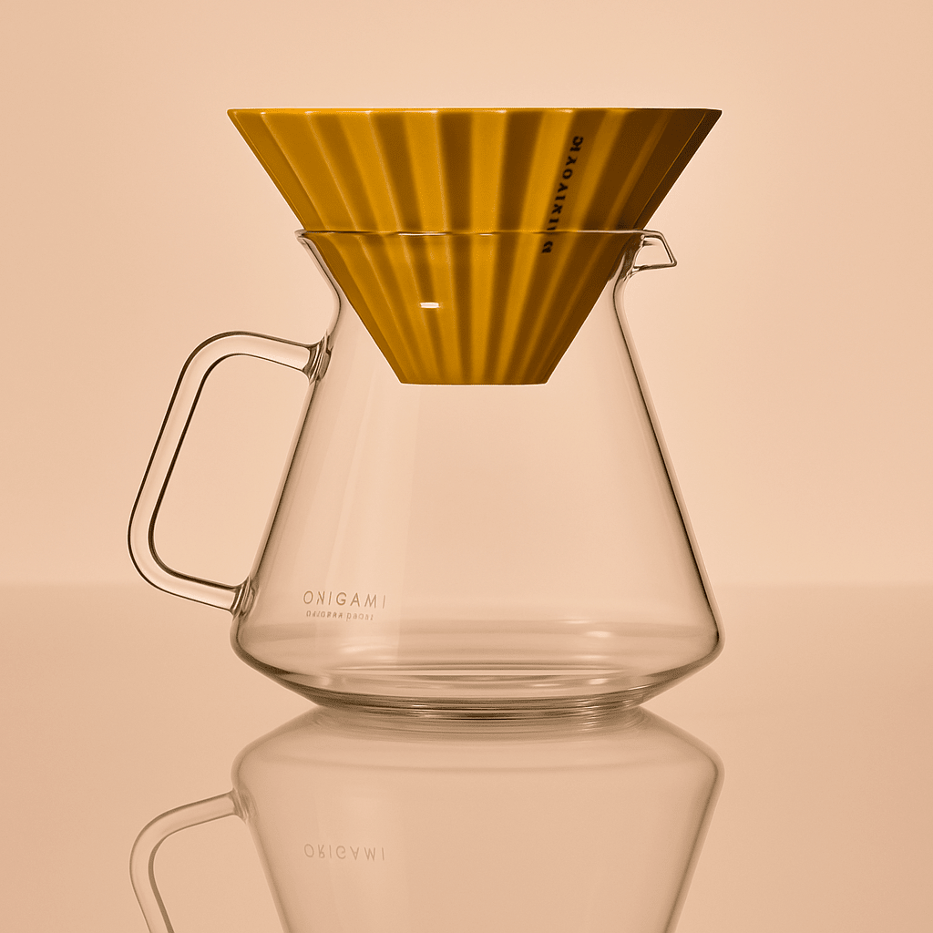 Origami Glas-Server in Kollaboration mit Hario
