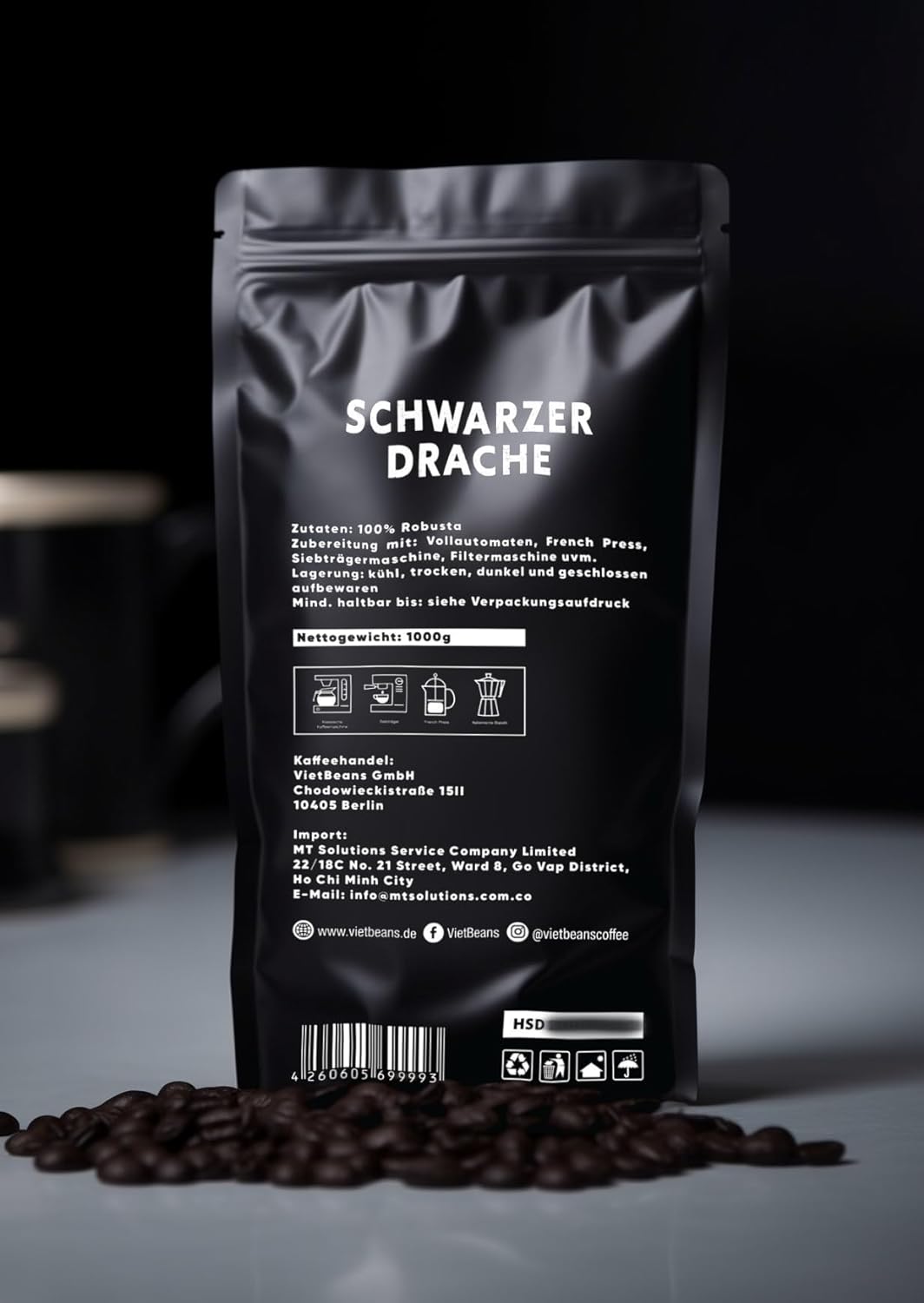 Schwarzer Drache - Premium Espresso - 1 KG Espressobohnen